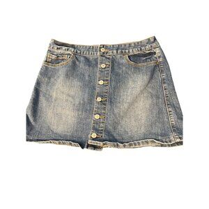Maurices Denim Mini Skirt Button Front Blue Jean Short Pockets Size 7/8